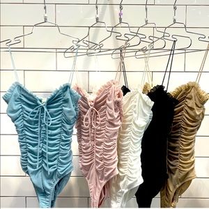 Pink Ruched Bodysuit